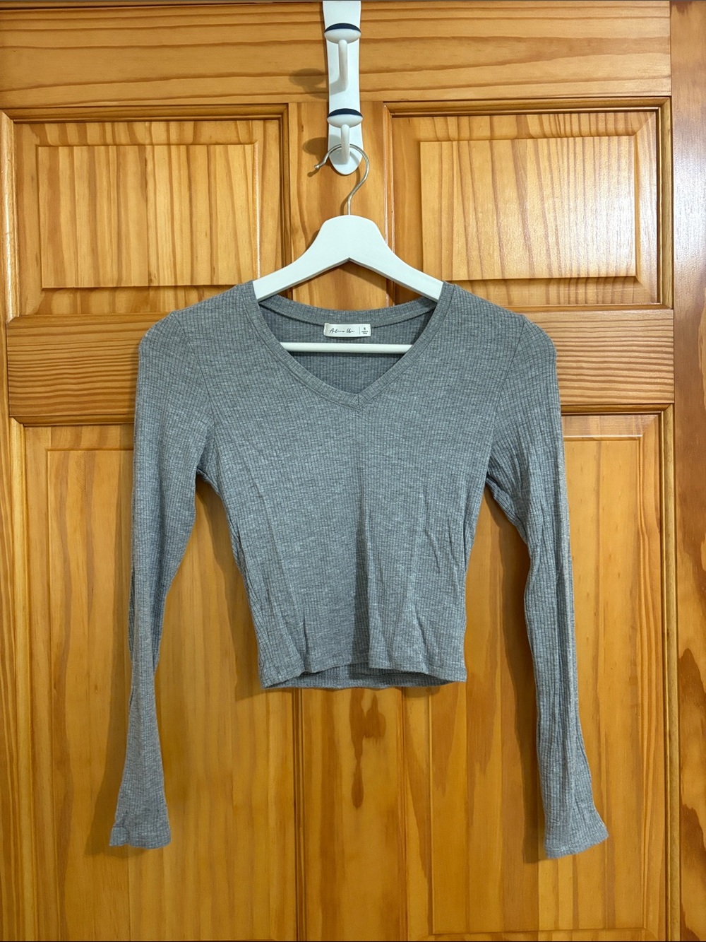 Nordstrom Active USA Size Small Grey Ribbed Long-Sleeve Shirt